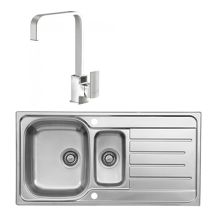 MC90 1.5 Bowl & Drainer Kitchen Sink with Reginox Astoria Tap